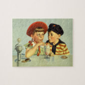  kinderen, jongens en meisjes die een schaar delen legpuzzel (Horizontaal)