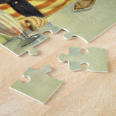  kinderen, jongens en meisjes die een schaar delen legpuzzel (Zijkant)