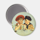  kinderen, jongens en meisjes die een schaar delen magneet (Voorkant / Achterkant)