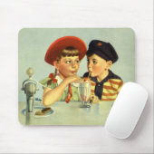 kinderen, jongens en meisjes die een schaar delen muismat (Met muis)