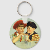  kinderen, jongens en meisjes die een schaar delen sleutelhanger (Voorkant)