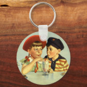  kinderen, jongens en meisjes die een schaar delen sleutelhanger (Voorkant)