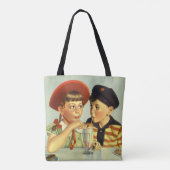 kinderen, jongens en meisjes die een schaar delen tote bag (Achterkant)