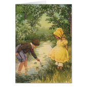  kinderen, jongens en meisjes die op Creek spelen (Voorkant)