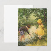  kinderen, jongens en meisjes die op Creek spelen (Voorkant / Achterkant)