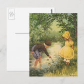  kinderen, jongens en meisjes die op Creek spelen Briefkaart (Voorkant / Achterkant)