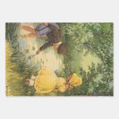 kinderen, jongens en meisjes die op Creek spelen Inpakpapier Vel (Voorkant 3)