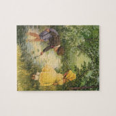  kinderen, jongens en meisjes die op Creek spelen Legpuzzel (Horizontaal)