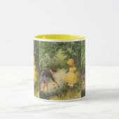 kinderen, jongens en meisjes die op Creek spelen Mok (Midden)