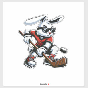 Kinderen Jongens Gelukkig Pasen Konijn Ijs Hockey  Sticker