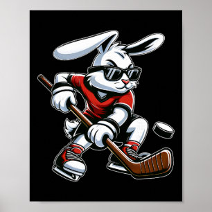 Kinderen Jongens Gelukkig Pasen Konijn Ijshockey S Poster