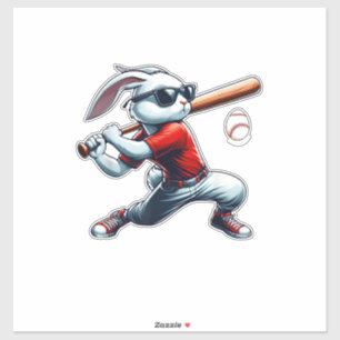 Kinderen Jongens Gelukkig Pasen Konijn Speelt Honk Sticker