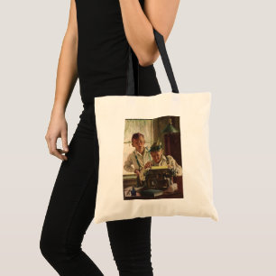 Kinderen jongens kranten journalisten, schrijver u tote bag
