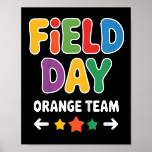 Kinderen Jongens Veld Dag Oranje Team Leraar Veld Poster