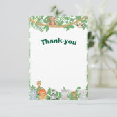 Kinderen Jungle Dieren Feest Platte Bedankkaart (Staand voorkant)