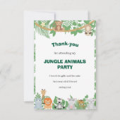 Kinderen Jungle Dieren Feest Platte Bedankkaart (Achterkant)
