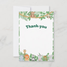 Kinderen Jungle Dieren Feest Platte Bedankkaart
