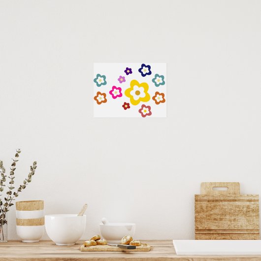 Kinderen kamer Decor - Kleurrijke bloemen Poster (Keuken)