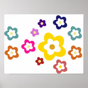 Kinderen kamer Decor - Kleurrijke bloemen Poster