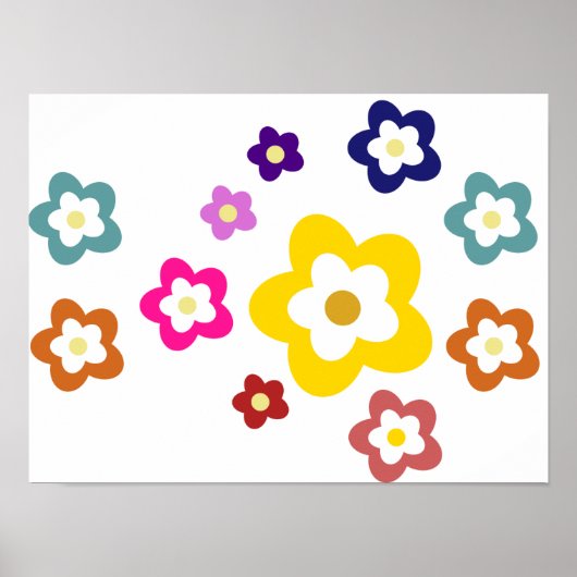 Kinderen kamer Decor - Kleurrijke bloemen Poster (Voorkant)
