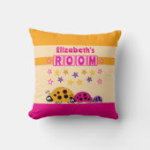 Kinderen kamer Ladybugs toevoegen naam paarse roze Kussen (Voorkant)