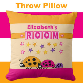 Kinderen kamer Ladybugs toevoegen naam paarse roze Kussen