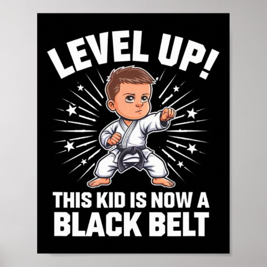 Kinderen Karate Uniform Zwart Band Onderscheiding Poster (Voorkant)