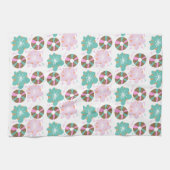 Kinderen Kerst Donuts Doodle Roze Theedoek (Horizontaal)