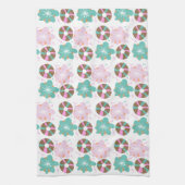 Kinderen Kerst Donuts Doodle Roze Theedoek (Verticaal)