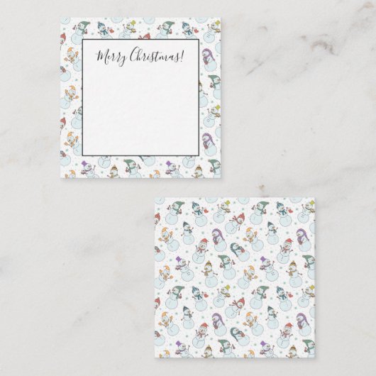 Kinderen Kerst Mooie Sneeuwman in Mutsen Notitiekaartje (Voorkant / Achterkant)