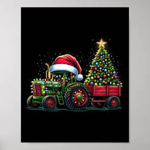 Kinderen Kerst Tractor Kerstman Xmas Boerderij Vra Poster