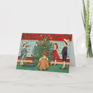 Kinderen Kerst Vintage Kaart 