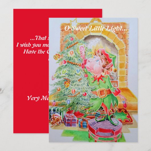 Kinderen Kerst Wens Kaart. Feestdagenkaart (Voorkant / Achterkant)