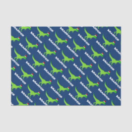 Kinderen kerstcadeautje met grappige dinosaurus tissuepapier