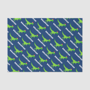 Kinderen kerstcadeautje met grappige dinosaurus tissuepapier