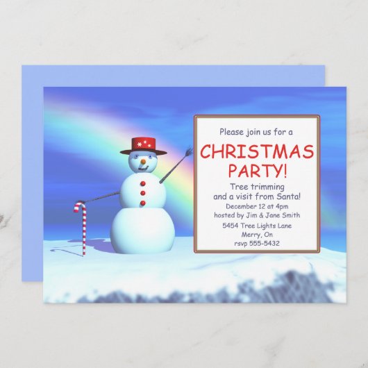 Kinderen Kerstfeest Sneeuwman Kaart (Voorkant / Achterkant)