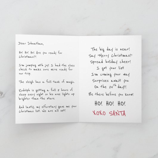 Kinderen kerstkaart Bericht en gedicht Feestdagen Kaart (Binnen)