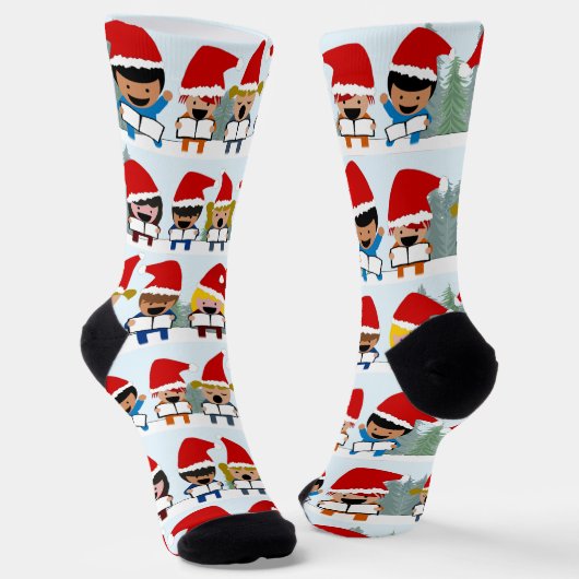 Kinderen Kerstliedjes Zingen Kerstmis Sokken (Gebogen)