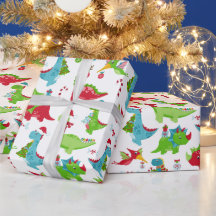 Kinderen Kerstmis Dinosauriërs Inpakpapier