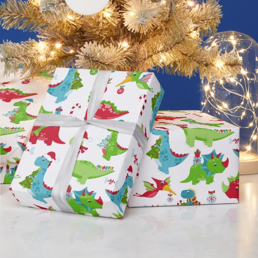 Kinderen Kerstmis Dinosauriërs Inpakpapier (Feestdagen)