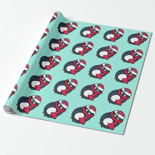 Kinderen Kerstvakantie Pinguïns Inpakpapier (Uitgerold)