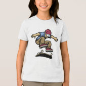 Kinderen Kick Flip Skateboarder Tri-Blend Shirt (Voorkant)