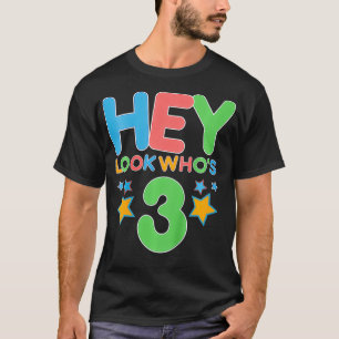 Kinderen Kijk eens wie drie jaar oud is... Cartoon T-shirt