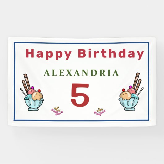 Kinderen Kinder Happy Birthday Party Fun Personal Spandoek (Horizontaal)