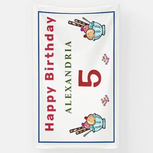 Kinderen Kinder Happy Birthday Party Fun Personal Spandoek (Verticaal)