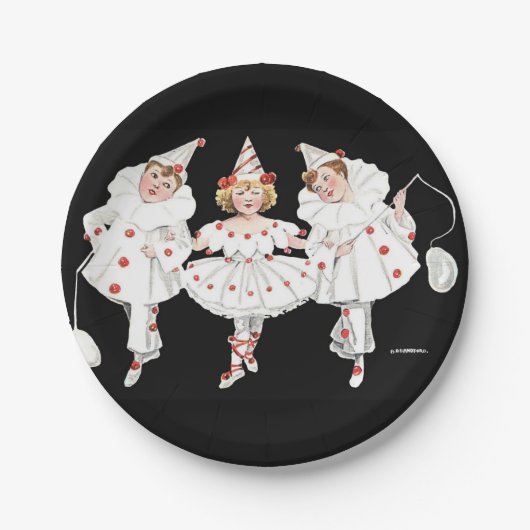 Kinderen Kinder Pierrot Clown Birthday Borden Papieren Bordje (Voorkant)