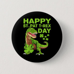 Kinderen Kinderen Gelukkig St Pat Trex Dag Dino St Ronde Button 5,7 Cm