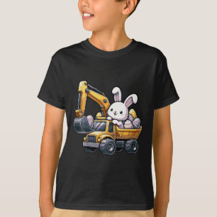 Kinderen Kinderen Paashaas Graafmachine Gelukkige T-shirt