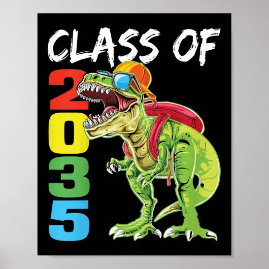 Kinderen klas van 2035 T Rex dinosaurus eerste dag Poster (Voorkant)