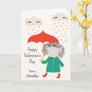 Kinderen Klaslokaal Schattige Egel Valentijnsdag Kaart